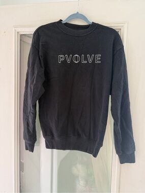PVOLVE Black Crewneck Sweatshirt with White Outline Logo